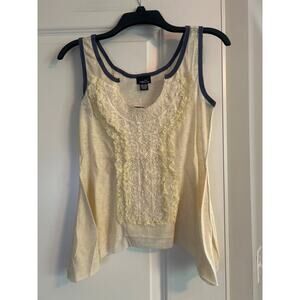 NWT Rue 21 Ivory Cream Color Women's Gauzy Tank Top Lace Trim Size XL